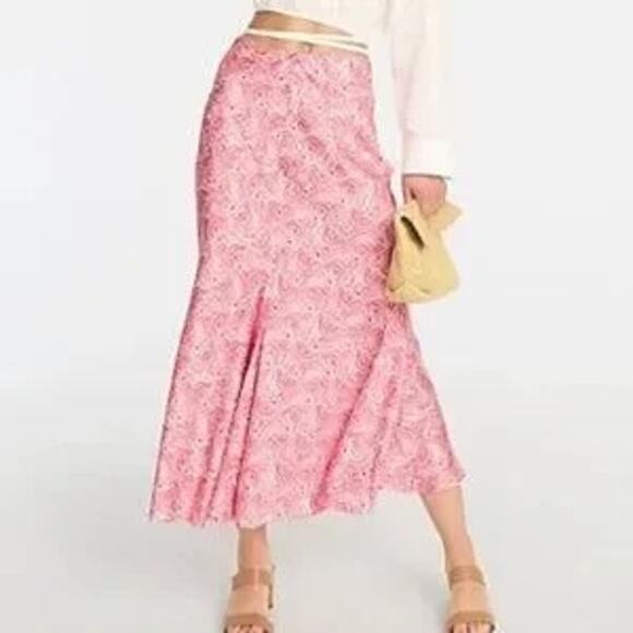 J. Crew Dandelion Satin Flare Tulip Midi Slip Skirt pink XS - Picture 1 of 9